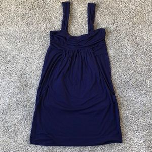 Navy Sweetheart Style Dress w/ Straps and Pockets